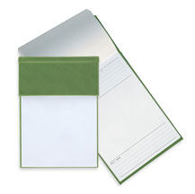 green faux leather note pad holder